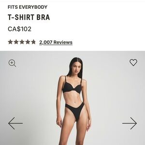 SKIMS Black “Onyx” T-Shirt Bra 36DD